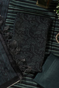 Green & Black Digital Printed Chanderi Cotton Unstiched Suit Material