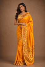 Mustard Mulberry Silk Paithani Work Saree