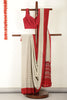Beige & Red Crepe Printed Saree