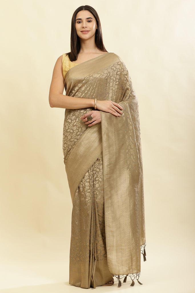 Beige Lightweight Banarasi Silk Weaving Saree