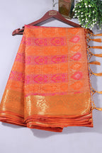 Mustard Colour Tussar Woven Silk Saree