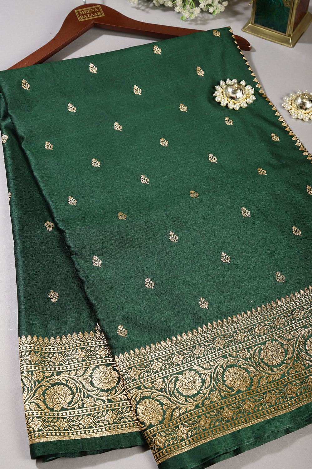 Bottle Green Color Gajji Silk Woven Saree