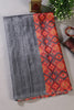 Grey Tussar Silk Printed Saree