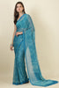 Teal Blue Georgette Bandhani Printed Saree