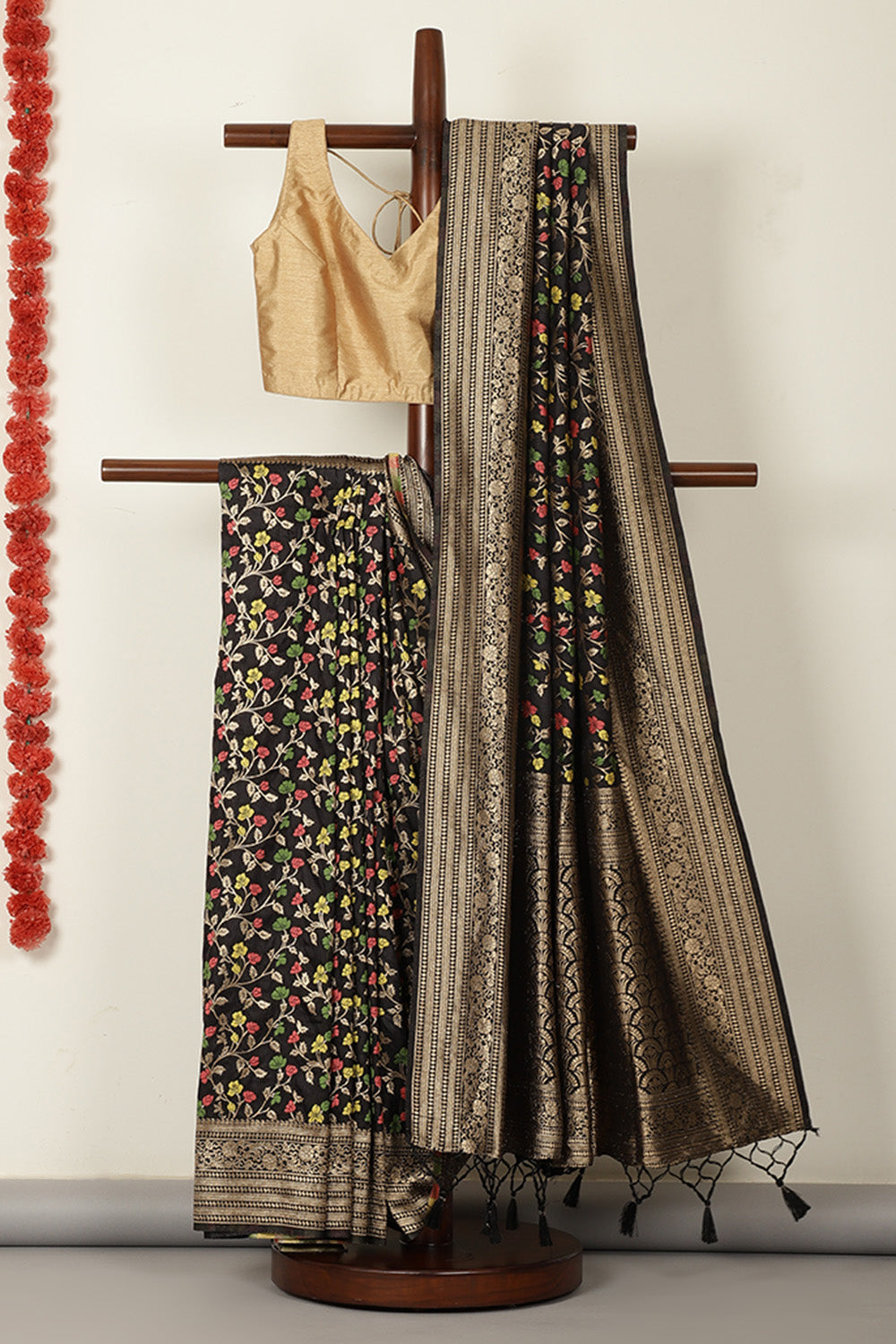 Black Silk Resham & Zari Woven Saree