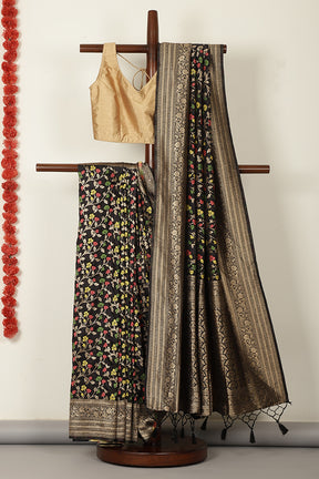 Black Silk Resham & Zari Woven Saree