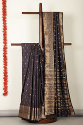 Black Cotton Zari & Resham Woven Saree