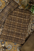 Moss Green Printed Spun Unstitched Suit Fabric