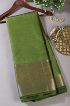 Green Cotton Silk Woven Saree