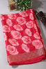 Cardinal Red Chiffon Floral Printed Saree