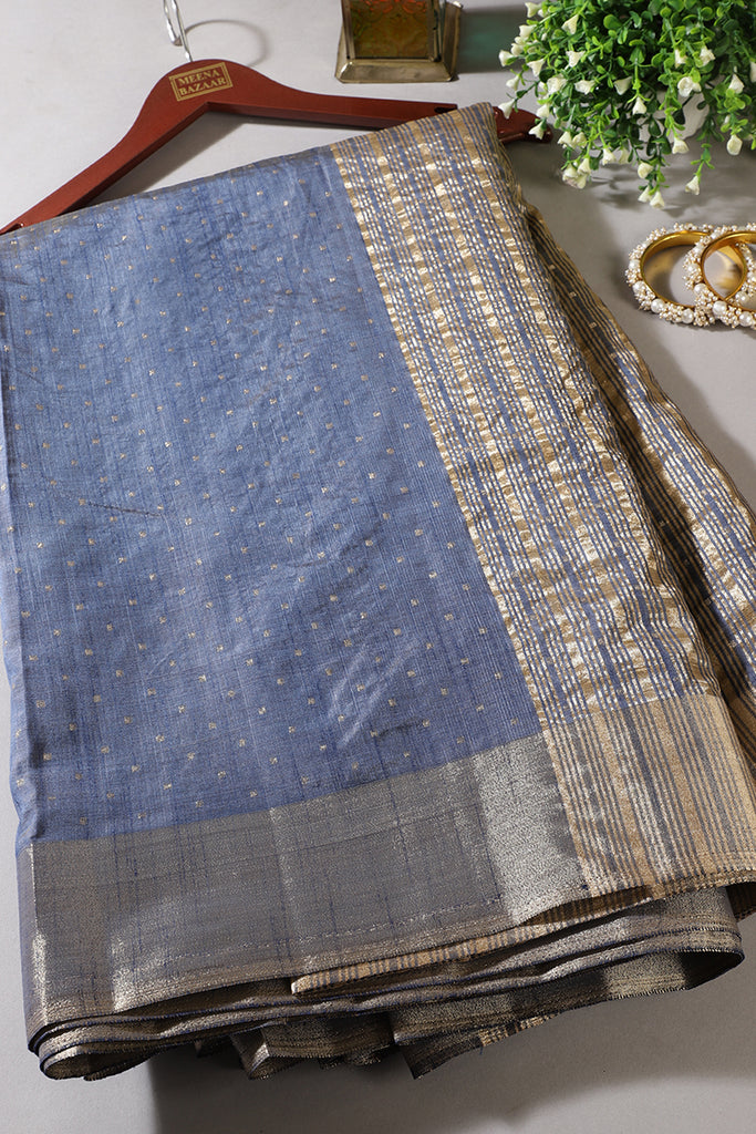 Marble Blue Zari Woven Silk Saree
