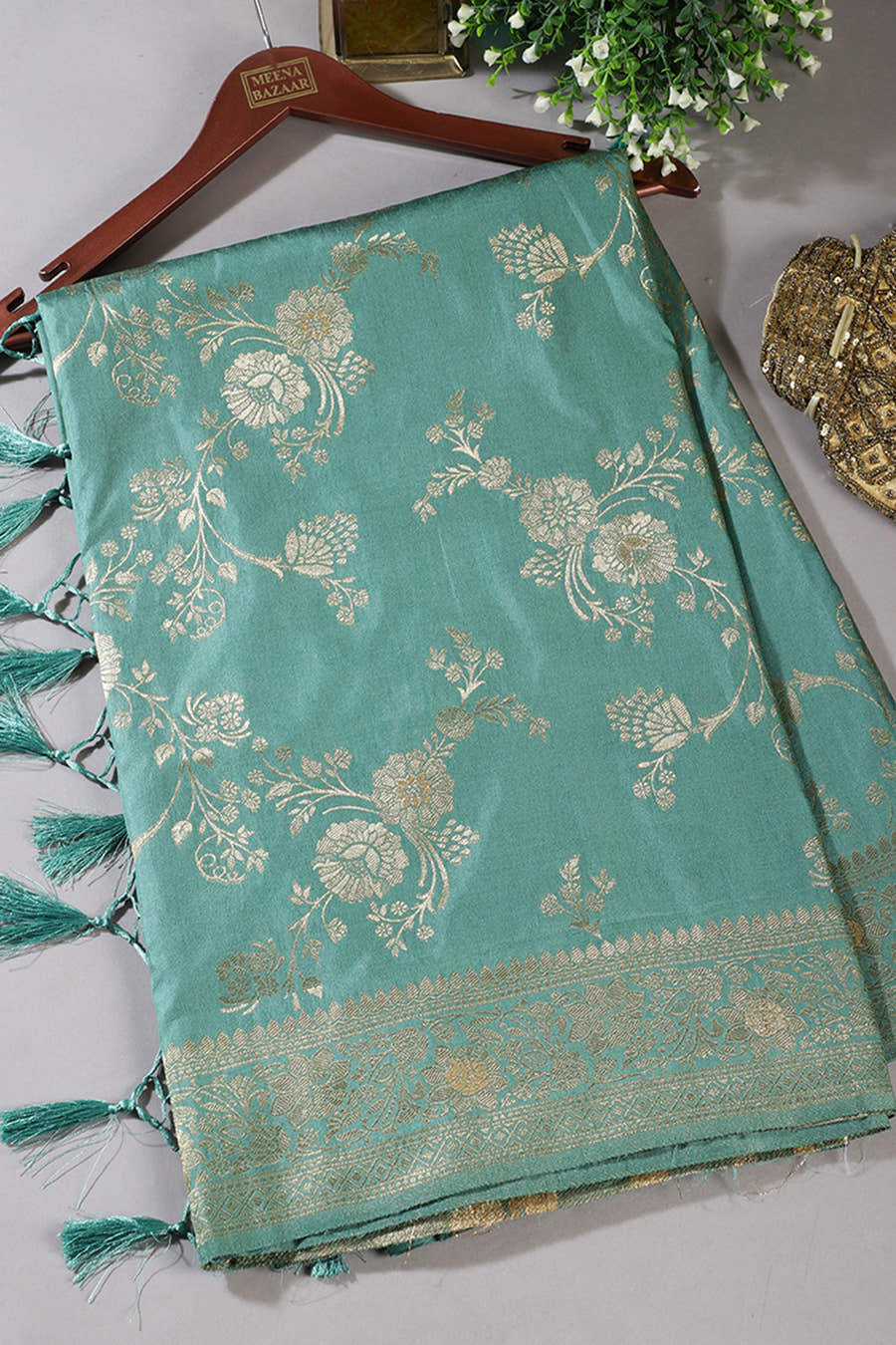 Sea Green Color Art Silk Zari Woven Saree