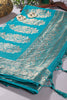 Teal Colour Cotton Silk Zari Woven Saree