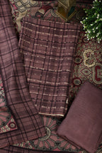Wine Printed Spun Unstitched Suit Fabric