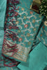 Teal Green Coral Chanderi Silk Resham And Zari Woven Unstitched Suit Material