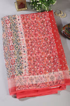 Red Printed Chiffon Saree