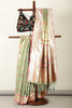 Gold & Green Duo-Chrome Tissue Silk  Pathani Work Saree