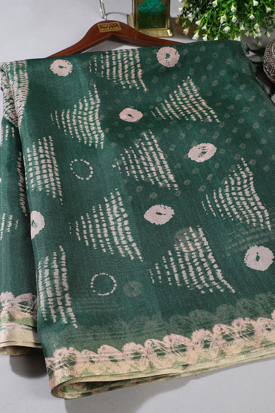 Green Organza Silk Printed Saree
