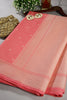 Coral Pink Color Cotton Woven Saree