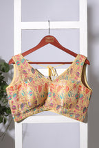Light Mustard Brocade Sik Resham And Zari Woven Readymade Blouse