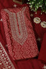 Maroon Cotton Bandhani Printed & Neck Embroidered Unstitched Suit