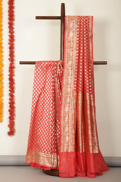 Coral Banarasi SIlk Woven Saree