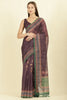 Dirty Purple Organza Cotton Bandhani Block Printed Saree