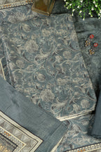 Blue Floral Printed Spun Unstitched Suit Material