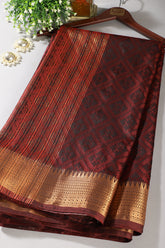 Maroon & Black Dual Tone Silk Woven Saree