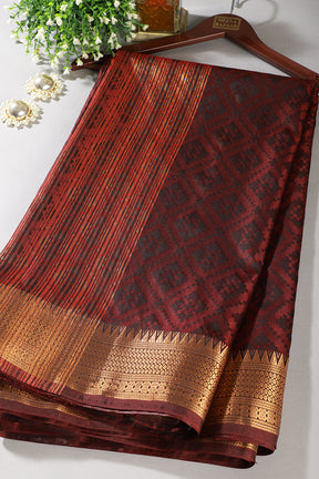 Maroon & Black Dual Tone Silk Woven Saree