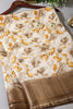 Mustard & Cream Colour Floral Printed Cotton Silk Saree