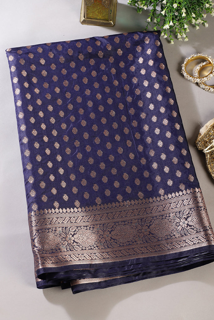 Navy Cotton Silk Zari Woven Saree
