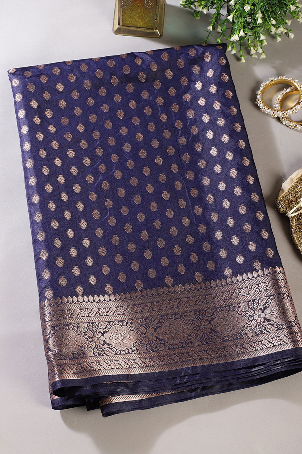 Navy Cotton Silk Zari Woven Saree