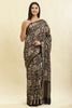 Black Floral Printed & Zari Border Cotton Silk Saree