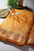 Mustard Color Silk Resham & Zari Woven Saree