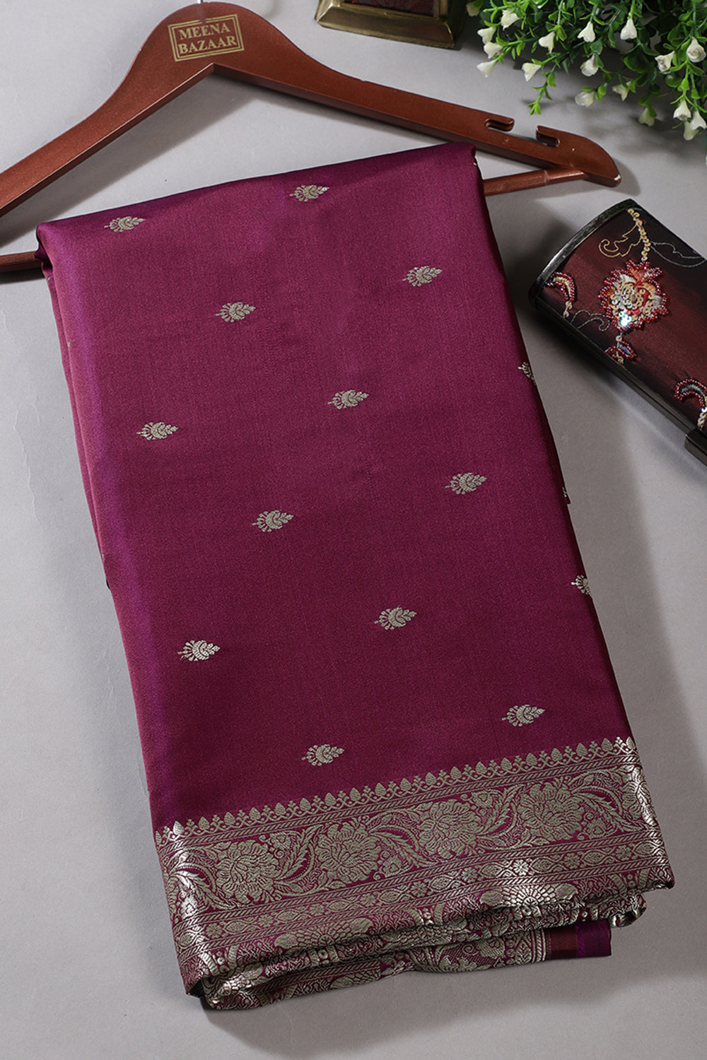 Dark Scarlet Banarsi Silk Zari Woven Saree