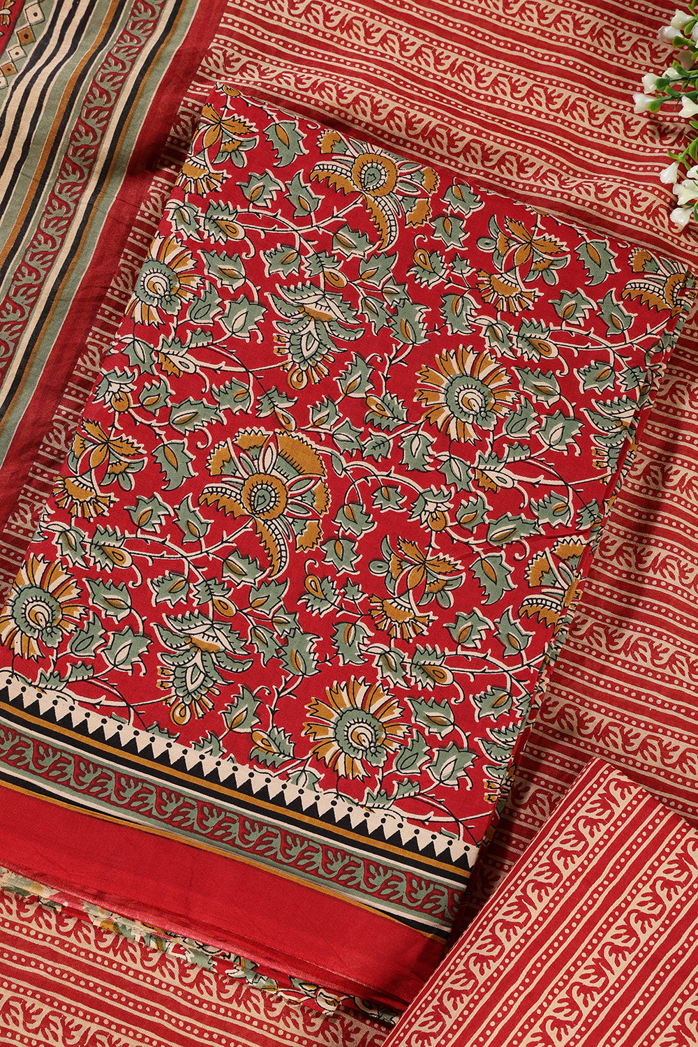 Red Cambric Cotton Unstitched Suit Material