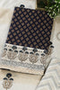 Navy Cotton Woven And Lace Work Unstitched Suit Material