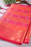Watermelon Colour Tussar Woven Silk Saree (Copy)