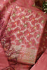 Pastel Coral Chanderi Silk Resham And Zari Woven Unstitched Suit Material