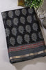 Black Cotton Silk Block Printed Saree