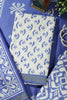Blue Floral Block Print Cotton Unstitched Suit Fabric
