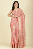 Peach Cotton Silk Printed And Zari Woven Saree