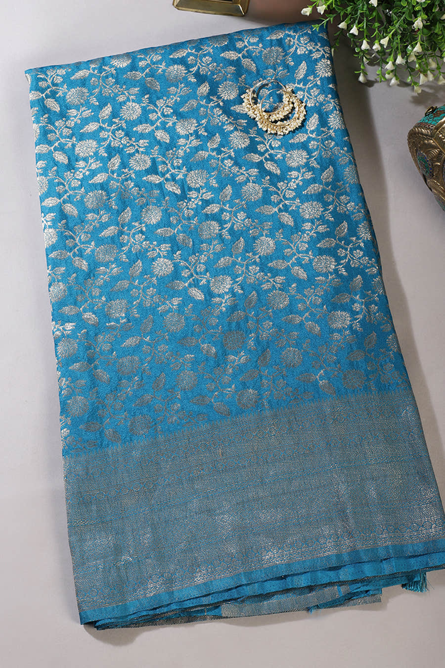 Blue Lightweight Banarasi Silk Weaving Saree