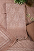 Peach Color Chanderi Cotton Floral Printed Unstitched Suit Material