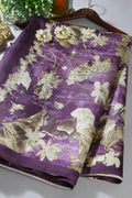 Purple Tussar Silk Floral Printed Saree