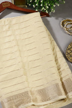 Cream Color Georgette Saree with Zari Pinstripes