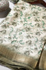 Green & Cream Colour Floral Printed Cotton Silk Saree