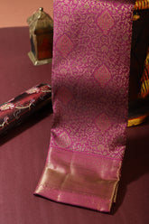 Purple Color Kanjivaram Pure Silk Handloom Gold Zari Saree with Kodi Motifs