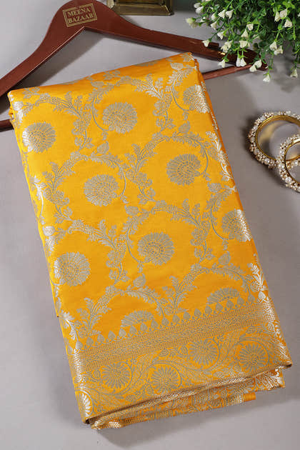 Mustard Zari Woven Banarasi Silk Saree